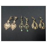 3 sets of Sterling Silver dangle earrings