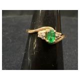 10K Yellow Gold Emerald & Diamond Ring