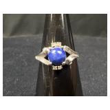 10K White Gold Blue Star Shapphire Ring