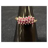 10K Pink Gemstone Cluster Ring