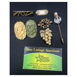 Brooches, hat pin and more