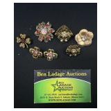 7 Floral Decorative Brooches / Pins