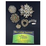 6 Rhinestone Decorative Brooches / Pins
