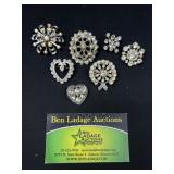 7 Rhinestone Decorative Brooches / Pins