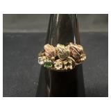 10K Black Hills Style Gold Ring - 1 Stone Missing