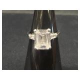 Sterling Silver Emerald-Cut CZ Ring