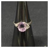10K White Gold Amethyst & Diamond Accent Ring