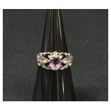 Sterling Silver Amethyst Filigree Ring