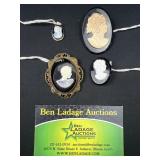 Cameo charm and brooches