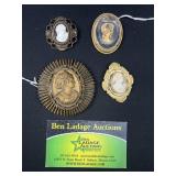 Cameo brooches, button, and more