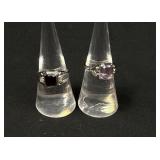 2 Sterling Silver Solitaire Rings
