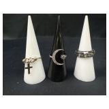 3 Sterling Silver fashion rings