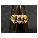 14K Gold Multi-Gemstone Band Ring