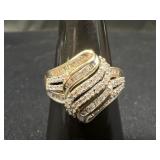 10K Gold Diamond Baguette Cluster Ring