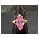 10K Gold Ring w/ Marquise Cut Pink Stone