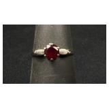 10K White Gold Ruby Ring