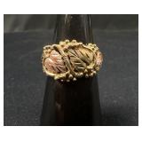 10k Black Hills Style Gold  & Rose Leaf Ring