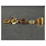 5 Gold Tone Fashion Rings