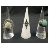 3 Turquoise rings