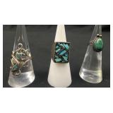 3 Turquoise rings