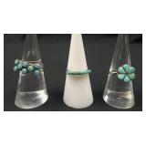 3 Turquoise rings