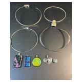 4 silver toned chokers & charms