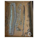 9 silver toned necklaces