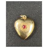 10K Gold Heart and Rudy Charm