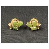 14K Gold Jade & Diamond Accent Earrings
