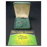 Sterling Silver with Emerald Stone Necklace