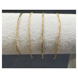 (4) Sterling Silver Gold Tone Chain Bracelets