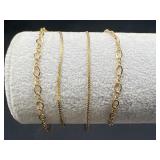 (4) Sterling Silver Gold Tone Chain Bracelets