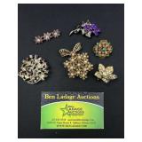 6 Floral Decorative Brooches / Pins