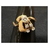 14K Gold Diamond Cluster Ring