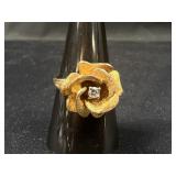 14K Gold Rose Ring w/ Diamond Accent