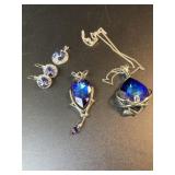 Blue Crystal Necklace & Pendant Set