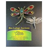 2 Dragonfly Decorative Brooches / Pins