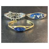 3 blue stoned bracelets