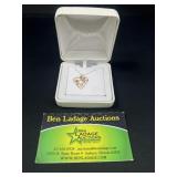 10K Gold Heart Necklace with Hummingbird & Flower