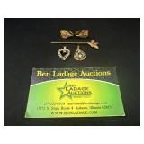 10k clip on earrings, pendants, and hat pin