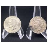 1922 Peace Dollar & 1972 Ike -Peace has hole in it