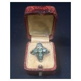 Sterling Silver Multi-Emerald Ornate Cluster Ring