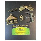 5 Vintage Decorative Brooches / Pins