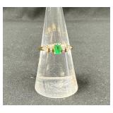 14K Yellow Gold Emerald & Diamond Ring