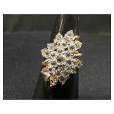 14K Yellow Gold Floral Cluster Ring