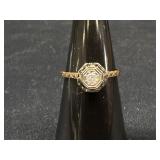 14K Art Deco Yellow Gold Diamond Ring