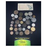Foreign coins and tokens