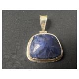 Sterling Silver Pendant with Blue Stone