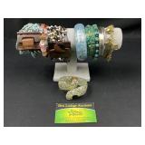 Plastic and beaded bracelets