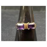 14K Designer Yellow Gold Amethyst Ring